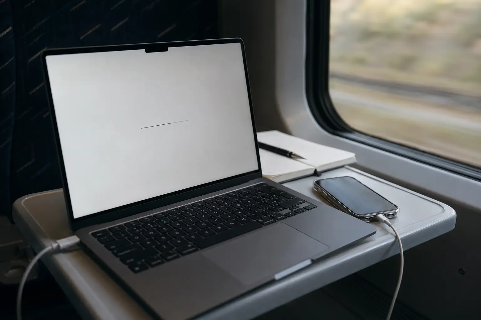Laptop und Smartphone während einer laufenden Reiseverbindung